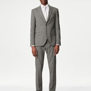 DRE434 Skinny Fit Check Stretch Suit