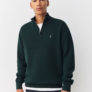 DRE492 Dark Green Stag Logo Regular Fit Premium Quarter Zip Jumper