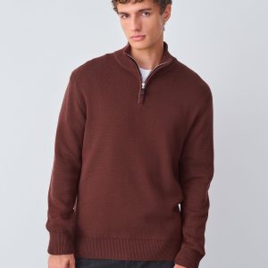 DRE479 Dark Pink Plain Regular Fit Premium Quarter Zip Jumper