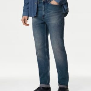 DRE444 Tapered Fit Vintage Wash Stretch Jeans